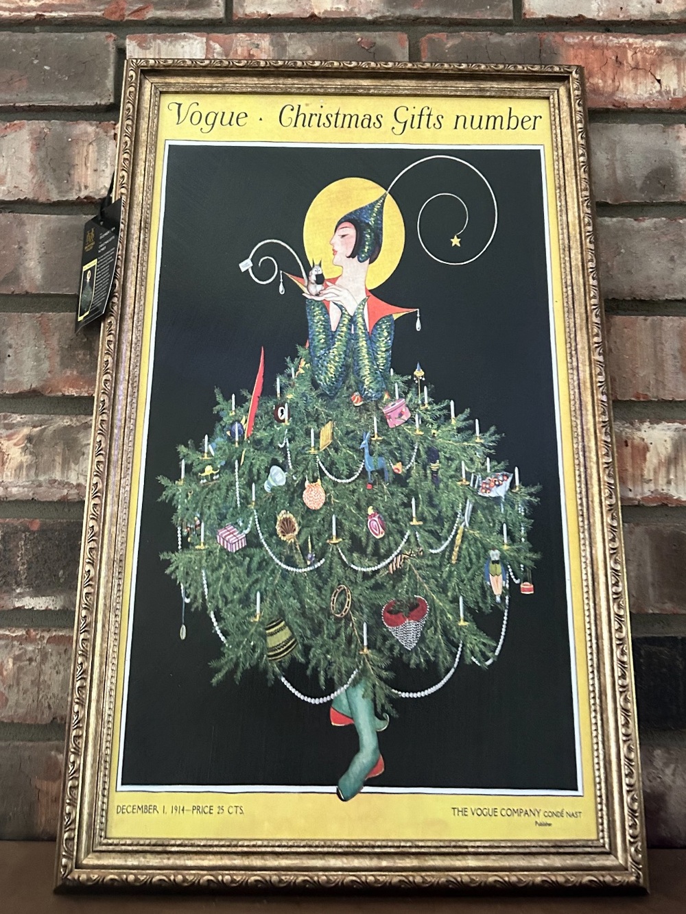 Vogue Christmas Tree Art Print With Gold Tone Frame